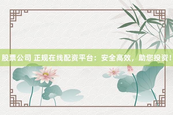 股票公司 正规在线配资平台：安全高效，助您投资！