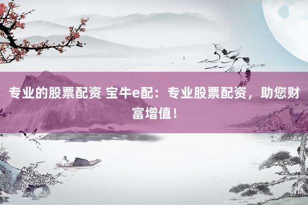 专业的股票配资 宝牛e配：专业股票配资，助您财富增值！