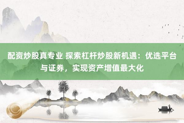 配资炒股真专业 探索杠杆炒股新机遇：优选平台与证券，实现资产增值最大化