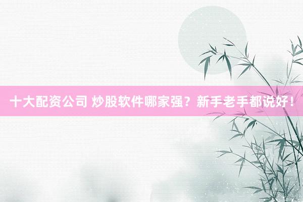 十大配资公司 炒股软件哪家强？新手老手都说好！