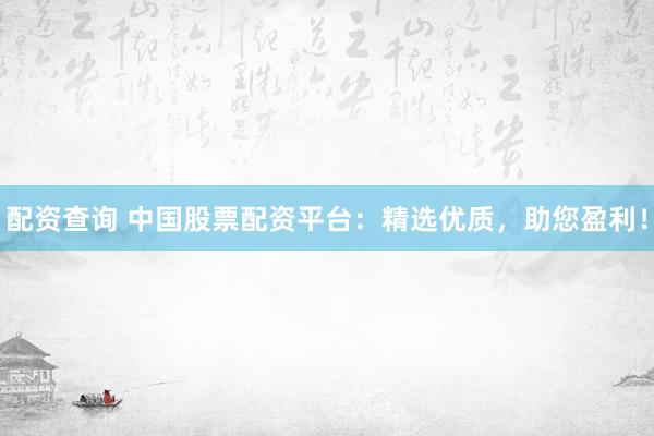 配资查询 中国股票配资平台：精选优质，助您盈利！