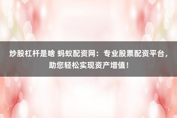 炒股杠杆是啥 蚂蚁配资网：专业股票配资平台，助您轻松实现资产增值！
