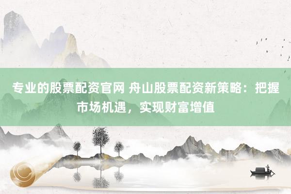 专业的股票配资官网 舟山股票配资新策略:把握市场机遇,实现财富增值