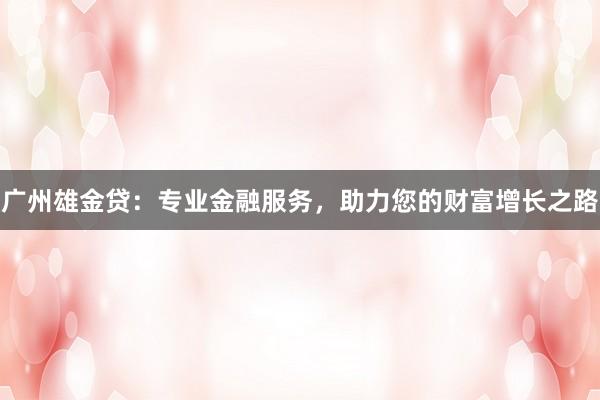 广州雄金贷：专业金融服务，助力您的财富增长之路