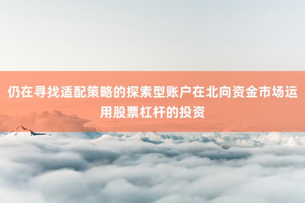仍在寻找适配策略的探索型账户在北向资金市场运用股票杠杆的投资