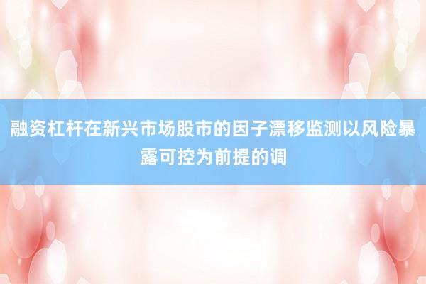 融资杠杆在新兴市场股市的因子漂移监测以风险暴露可控为前提的调