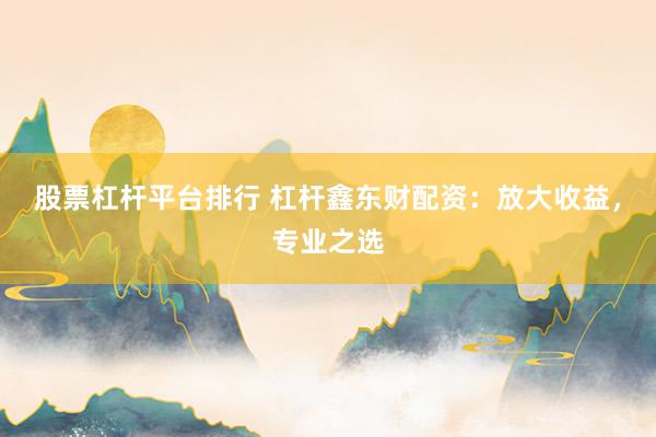 股票杠杆平台排行 杠杆鑫东财配资:放大收益,专业之选