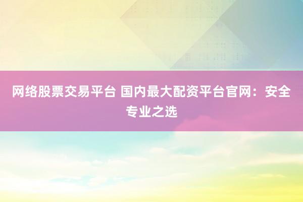 网络股票交易平台 国内最大配资平台官网：安全专业之选